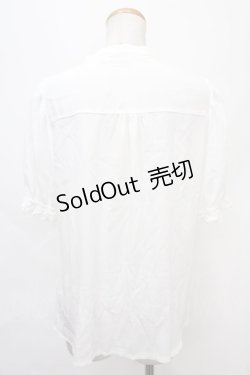 画像2: axes femme POETIQUE / マオカラー半袖ブラウス  白 Y-24-09-15-017-AX-BL-AS-ZT352