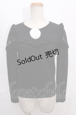 画像1: 【SALE】Honey Cinnamon / 肩レースポンポントップス F 黒 Y-24-09-18-068-LO-TO-SZ-ZT275