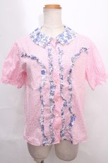 画像1: 【SALE】Jane Marple Dans Le Saｌon / マイセンコレクションブラウス M ピンク×アオ Y-24-09-21-009-JM-BL-SZ-ZT390 (1)