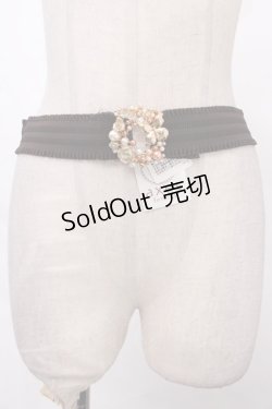 画像1: axes femme / リース風パールゴムベルト  ゴールド Y-24-09-28-005-AX-ZA-SZ-ZI