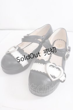 画像1: BABY,THE STARS SHINE BRIGHT / ハートバックルシューズ S 黒 Y-24-09-28-036-BA-SH-SZ-ZY