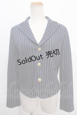 画像1: Jane Marple Dans Le Salon / ストライプジャージのBoy'sジャケット M ネイビー Y-24-10-05-069-JM-JA-SZ-ZT270