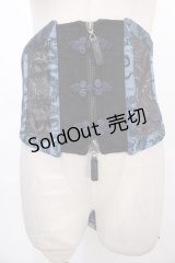 Qutie Frash / チャイナボタンリボンコルセット  青×黒 Y-24-10-05-011-QU-TO-SZ-ZY