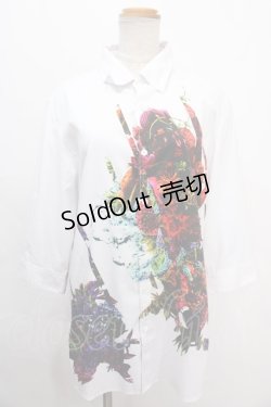 画像1: CIVARIZE / マルチカラーフラワープリント6分袖シャツ/花柄シャツ 46 ホワイト Y-24-10-05-022-GO-BL-SZ-ZS