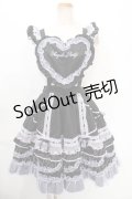 Angelic Pretty / Heart胸あて付スカート(無地)  ブラック×ラベンダー Y-24-10-13-127-AP-SK-SZ-ZY