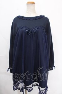 LIZ LISA / チュールレースアップ裏毛ワンピース 0 紺 Y-24-10-21-061-LO-OP-SZ-ZT313