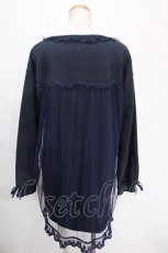 画像2: 【SALE】LIZ LISA / チュールレースアップ裏毛ワンピース 0 紺 Y-24-10-21-061-LO-OP-SZ-ZT313 (2)