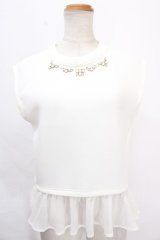 LIZ LISA / ビジューノースリーブトップス 0 白 Y-24-10-21-020-LO-TO-SZ-ZS