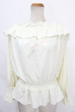 画像1: LIZ LISA / バラ刺繍オフショルトップス 0 アイボリー Y-24-10-21-028-LO-TO-SZ-ZS