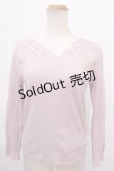 axes femme / 繊細レース長袖インナー M 薄ピンク Y-24-10-31-064-AX-TO-SZ-ZI