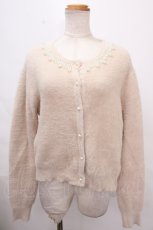 画像1: 【SALE】an another angelus / パールチョーカー風シャギーニットカーディガン F ベージュ Y-24-10-31-086-CA-TO-SZ-ZT135 (1)