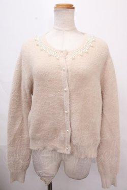 画像1: an another angelus / パールチョーカー風シャギーニットカーディガン F ベージュ Y-24-10-31-086-CA-TO-SZ-ZT135