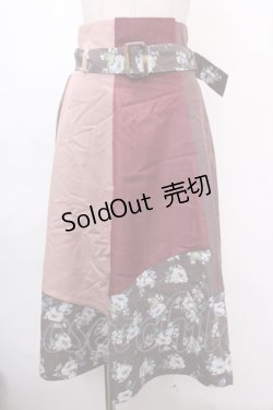 画像1: 【SALE】axes femme / パッチワークスカート M アカ Y-24-10-31-155-AX-SK-SZ-ZT175