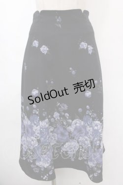画像1: axes femme / ドライフラワー柄スカート  黒 Y-24-10-31-159-AX-SK-SZ-ZT419