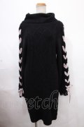 Ank Rouge / スピンドルリボンニットワンピース M ブラック Y-24-11-06-079-CA-OP-SZ-ZT191