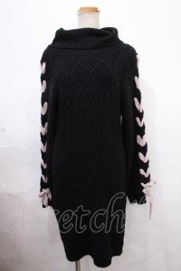 Ank Rouge / スピンドルリボンニットワンピース M ブラック Y-24-11-06-079-CA-OP-SZ-ZT191