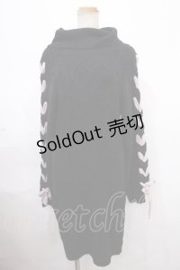 Ank Rouge / スピンドルリボンニットワンピース M ブラック Y-24-11-06-079-CA-OP-SZ-ZT191