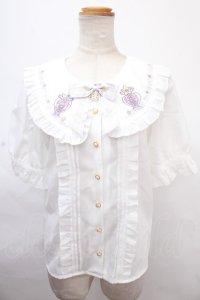 Amavel / Magical Cosmic Cosmeticフリルブラウス  オフ×ラベンダー Y-24-11-09-007-CA-BL-SZ-ZS