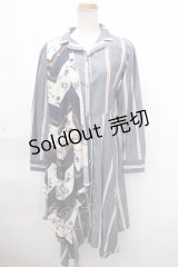 axes femme / スカーフ×レジメシャツワンピース  青 Y-24-11-12-080-AX-OP-SZ-ZT448