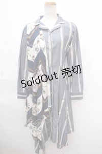 axes femme / スカーフ×レジメシャツワンピース  青 Y-24-11-12-080-AX-OP-SZ-ZT448