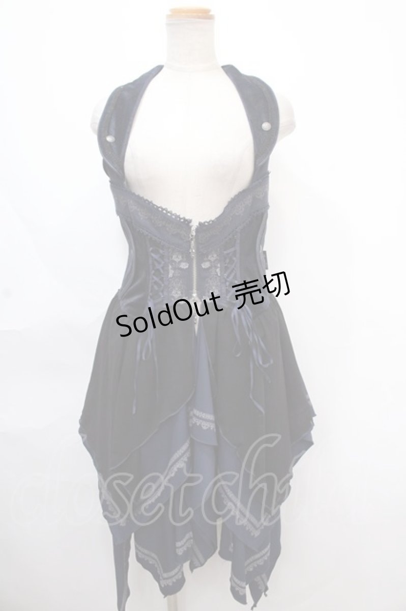 画像1: OZZ ANGELO / 薔薇オーナメント刺繍コルセットベスト  紺 Y-24-11-12-087-OO-CO-SZ-ZY (1)