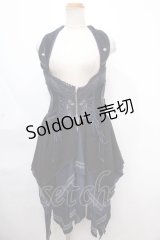 OZZ ANGELO / 薔薇オーナメント刺繍コルセットベスト  紺 Y-24-11-12-087-OO-CO-SZ-ZY