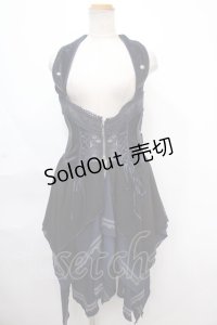 OZZ ANGELO / 薔薇オーナメント刺繍コルセットベスト  紺 Y-24-11-12-087-OO-CO-SZ-ZY