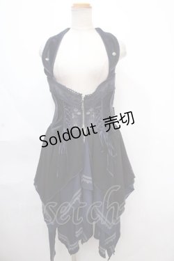 画像1: OZZ ANGELO / 薔薇オーナメント刺繍コルセットベスト  紺 Y-24-11-12-087-OO-CO-SZ-ZY