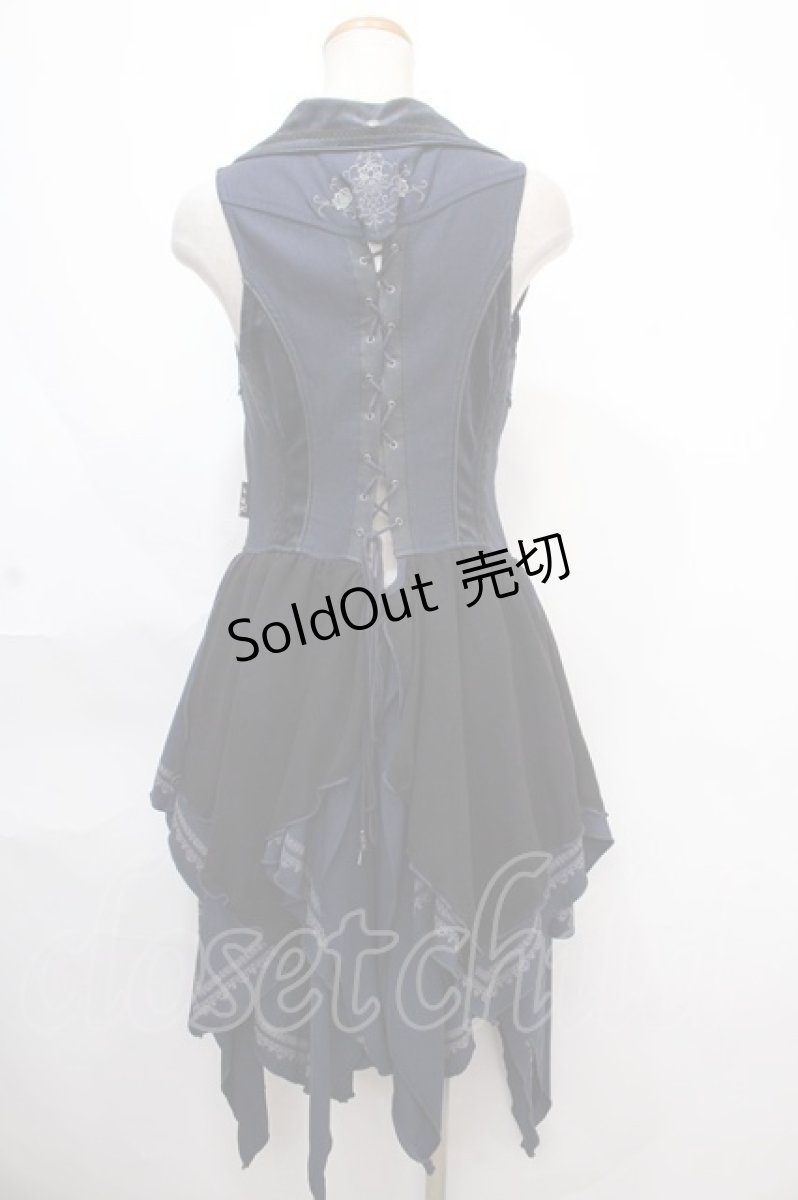 画像2: OZZ ANGELO / 薔薇オーナメント刺繍コルセットベスト  紺 Y-24-11-12-087-OO-CO-SZ-ZY (2)