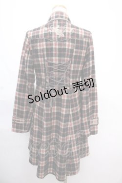 画像2: 【SALE】Ozz Croce / チェックZIPアップロングジャケット - 黒ｘ赤 Y-24-11-13-052-OO-JA-SZ-ZT318