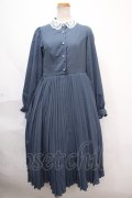 mpetit by misako / プリーツワンピース M 中青 Y-24-11-13-033-PU-OP-SZ-ZT125