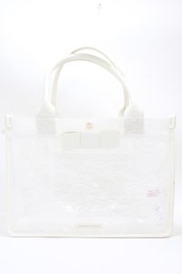Maison de FLEUR / レースクリアスクエアトートバッグ F ホワイト Y-24-11-18-060-LO-BG-SZ-ZT-K012