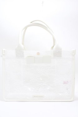 画像1: Maison de FLEUR / レースクリアスクエアトートバッグ F ホワイト Y-24-11-18-060-LO-BG-SZ-ZT-K012