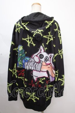 画像1: NieR Clothing / 総柄ZIPパーカー  黒 Y-24-11-18-137-PU-TO-SZ-ZT328