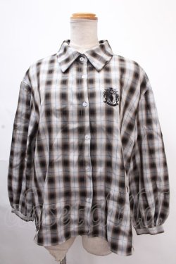 画像1: NieR Clothing / チェックシャツ F グレー Y-24-11-18-142-PU-BL-SZ-ZT315