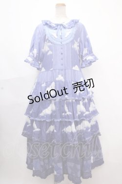 画像1: PINK HOUSE / 空プリントパッチワークワンピース  ナイトブルー Y-24-11-18-179-LO-OP-SZ-ZY