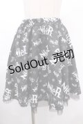 NieR Clothing / 転写ミニスカート  黒×白 Y-24-11-18-191-PU-SK-SZ-ZY