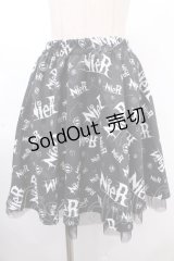 NieR Clothing / 転写ミニスカート  黒×白 Y-24-11-18-191-PU-SK-SZ-ZY