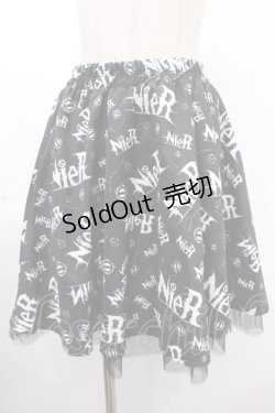画像1: NieR Clothing / 転写ミニスカート  黒×白 Y-24-11-18-191-PU-SK-SZ-ZY