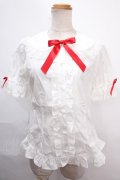 Angelic Pretty / ハートレース半袖ブラウス  シロ×アカ Y-24-11-25-051-AP-BL-SZ-ZS