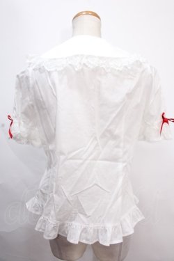 画像2: Angelic Pretty / ハートレース半袖ブラウス  シロ×アカ Y-24-11-25-051-AP-BL-SZ-ZS