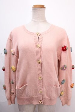 画像1: PINK HOUSE / カラフルカメリアニットカーディガン  ピンク Y-24-11-25-068-LO-TO-SZ-ZT304