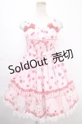 Angelic Pretty / Strawberry Parlourシャーリングジャンパースカート  ピンク Y-24-11-25-086-AP-OP-SZ-ZY