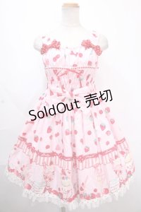 Angelic Pretty / Strawberry Parlourシャーリングジャンパースカート  ピンク Y-24-11-25-086-AP-OP-SZ-ZY