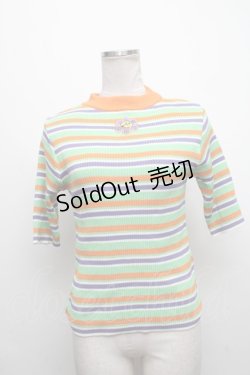 画像1: 【SALE】Candy Stripper / リブトップス  グリーンｘオレンジ Y-24-11-26-020-PU-TO-AS-ZT397