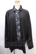 CIVARIZE / ネクタイ付き刺繍デザインシャツ F ブラック Y-24-11-30-039-GO-BL-SZ-ZS