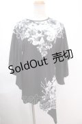 CIVARIZE / フレア袖スカルフラワー変形アシンメトリーTシャツ F ブラック Y-24-11-30-050-GO-TO-SZ-ZY