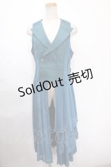 Ozz conte / プリントメッシュ切替ロングベスト  グリーン Y-24-11-30-102-OO-TO-SZ-ZS