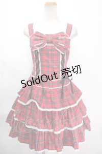 Angelic Pretty / Fancyタータンチェックジャンパースカート  アカ Y-24-11-30-115-AP-OP-SZ-ZY