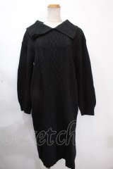 axes femme / 襟デザインニットワンピース F 黒 Y-24-11-30-126-AX-OP-SZ-OS